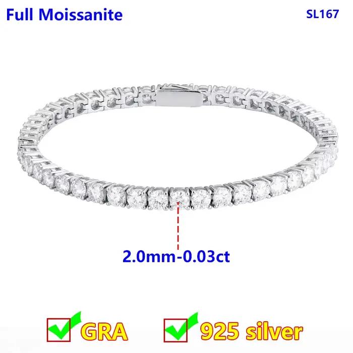 Bracelet en diamant Moissanite pour hommes et femmes, Simple et caché, en argent Sterling S925, chaî