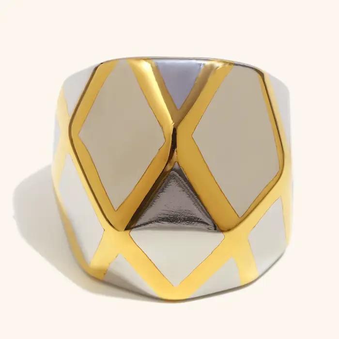 La. Muses – bague sphérique tridimensionnelle en acier inoxydable pour femmes, couleur mixte, plaqué or PVD, accessoires de bijoux à la mode