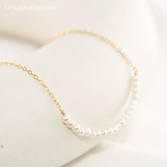 Collier de perles naturelles, bijoux faits à la main, ras du cou, pendentifs remplis d'or en argent