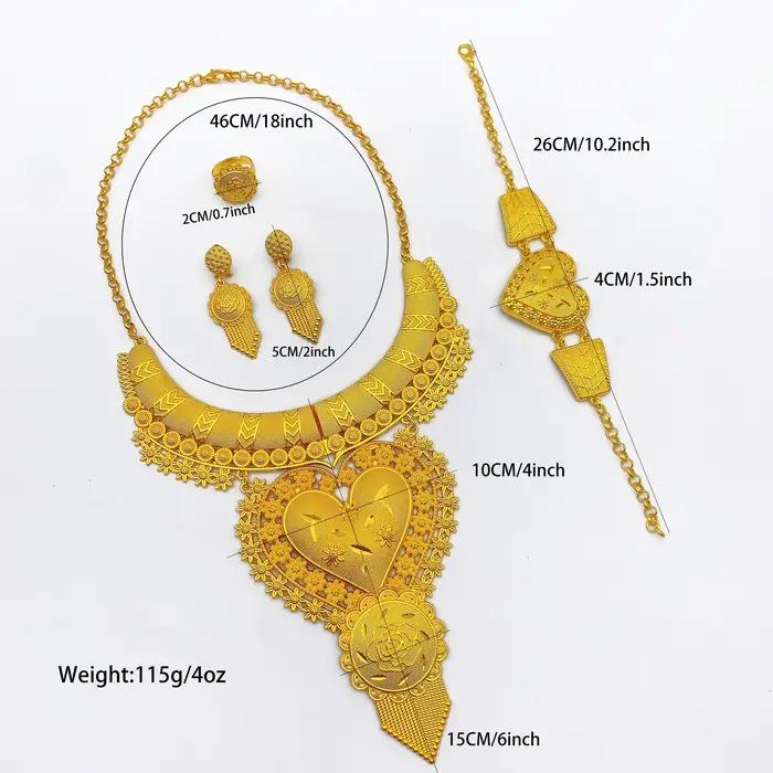 Ensemble de bijoux ANIID en or 24 carats pour femme avec collier grand pendentif et boucles d'oreilles pour mariage et occasions spéciales