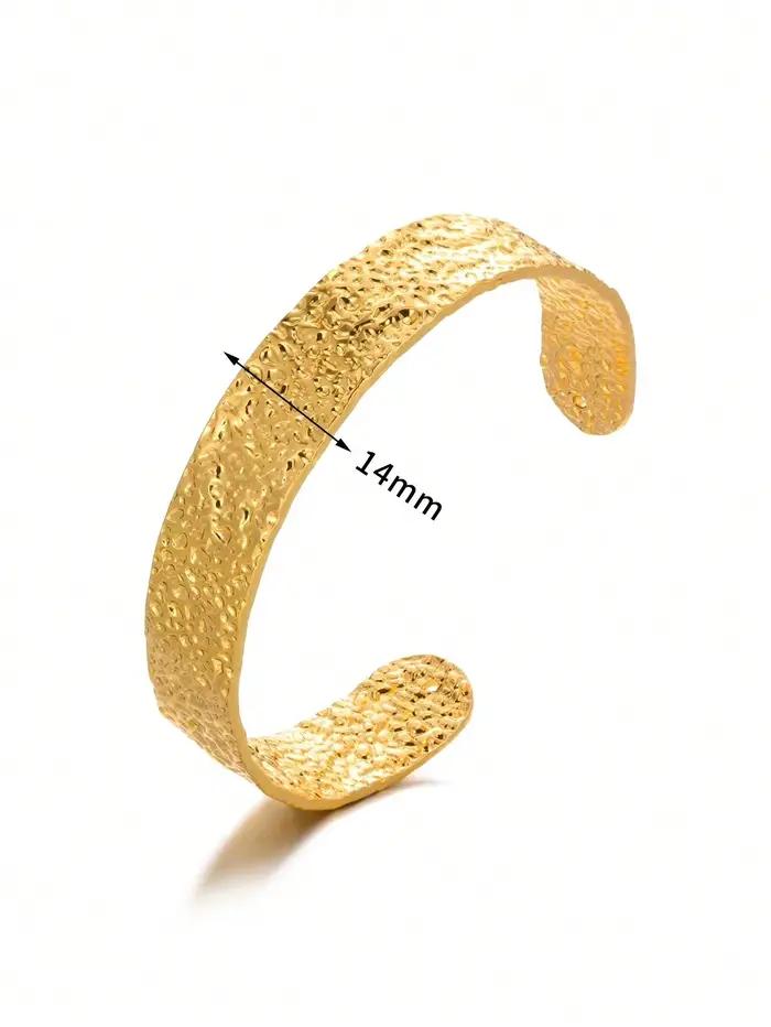 Bracelets manchette ouverts réglables couleur or pour femmes et hommes, texture de surface, bijoux v