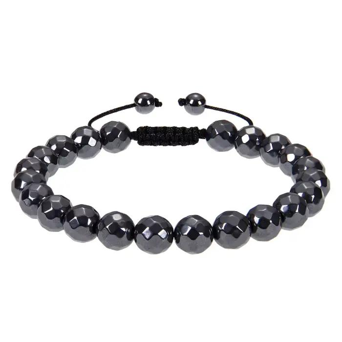 Bracelet en hématite pour hommes et femmes, réglable, pierre précieuse naturelle de guérison, bracel