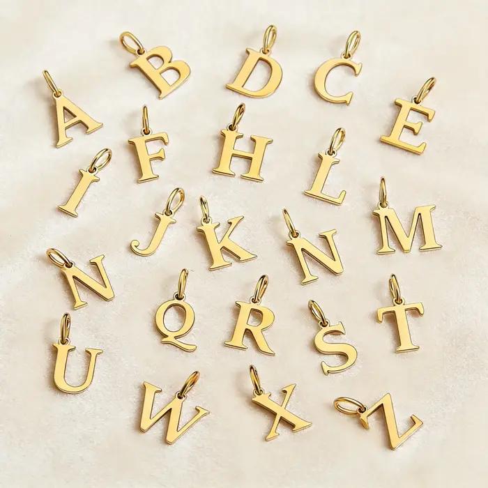 Pendentif lettre initiale couleur or 26 lettres pour collier DIY