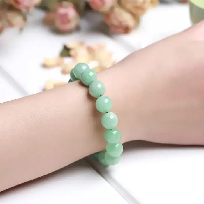 JD Bracelets de perles en pierre naturelle de Jade vert pour femmes