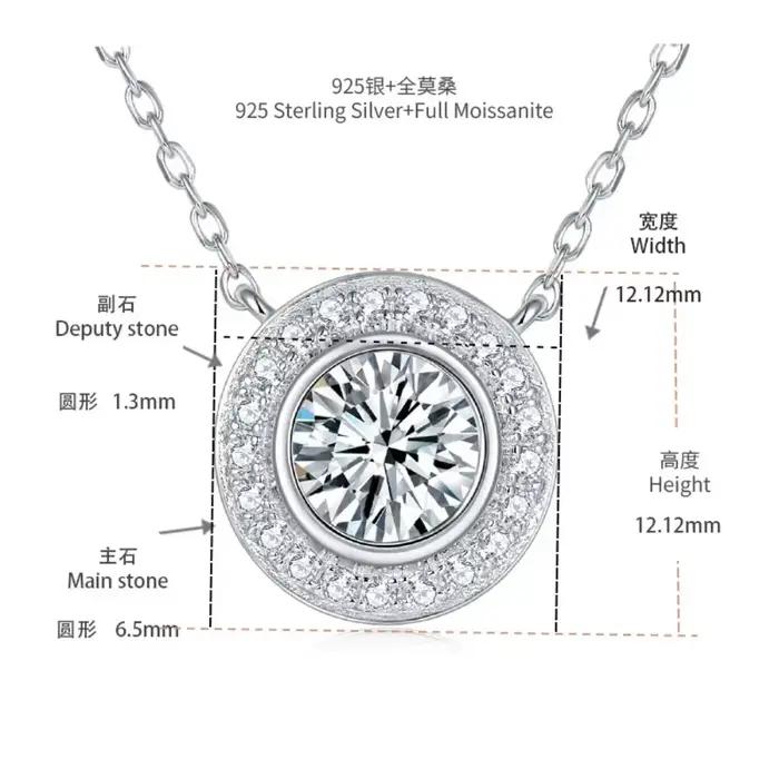 M-JAJA 1ct Moissanite pendentif collier pour femmes 18K plaqué or blanc S925 argent Sterling Halo di