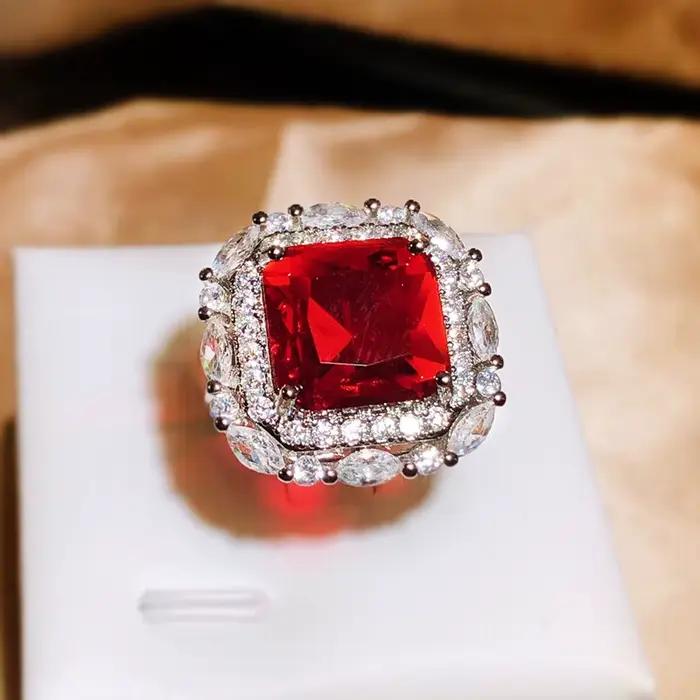 Bague d'ouverture en diamant carré princesse pour femme
