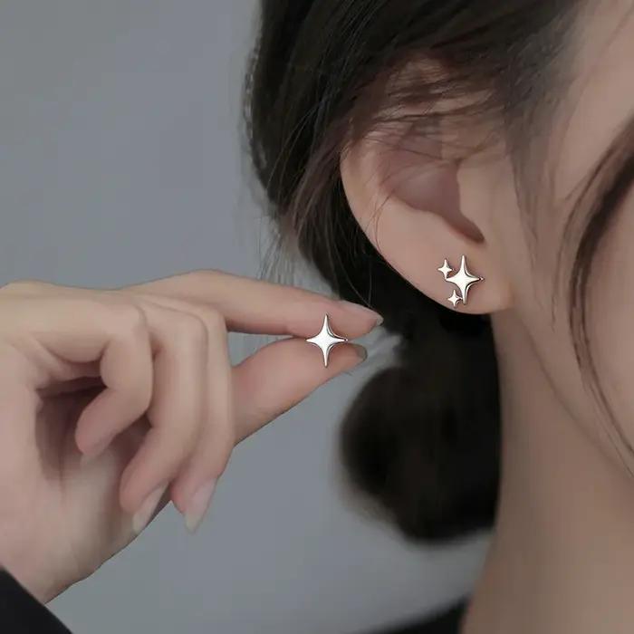 Boucles d'oreilles créoles trèfle en argent sterling 925 pour femmes et jeunes filles, élégantes et