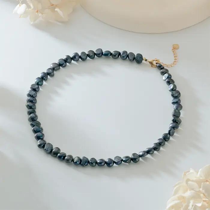 Collier ras du cou en perles d'eau douce baroques naturelles pour femmes et filles, cadeau populaire