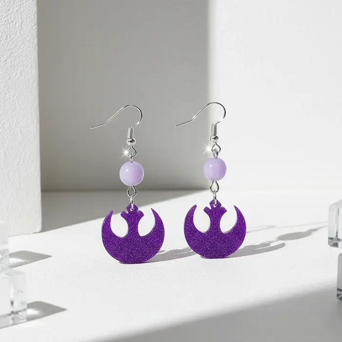 Boucles d'oreilles pendantes avec logo Rebel Alliance pour femmes, boucles d'oreilles pendantes en a