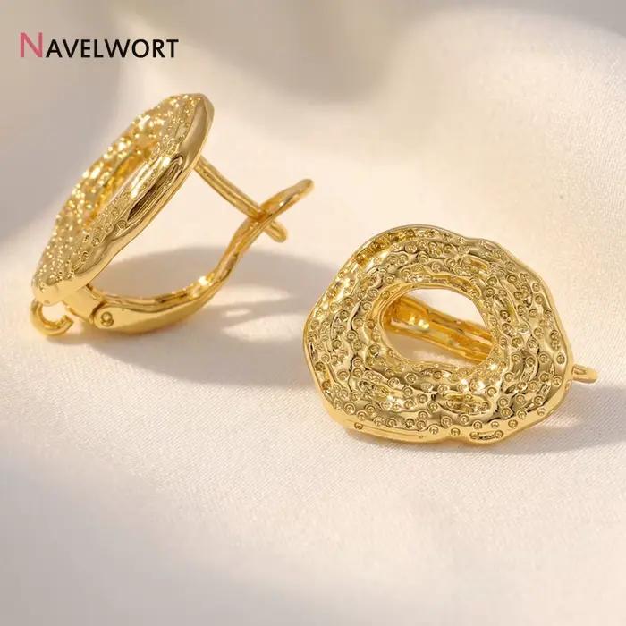 Crochets de boucles d'oreilles ovales plaqués or 18 carats en laiton, fermoirs creux hypoallergéniques, matériaux de fabrication de bijoux DIY