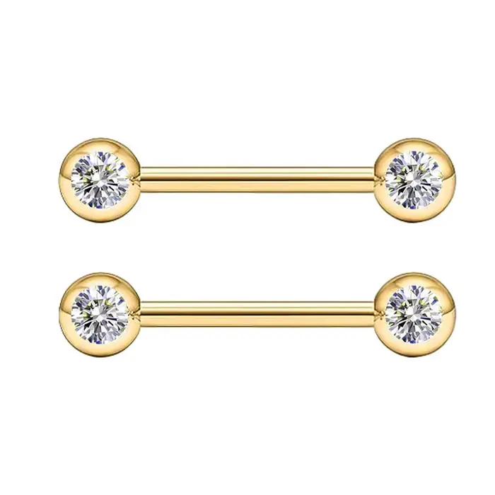 Anneaux de téton en acier inoxydable doré plaqué argent plaqué rhodium imitation bijoux piercing pour femmes occasions spéciales romantiques
