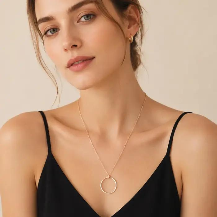 Collier large cercle en argent regardé 925 pour hommes et femmes