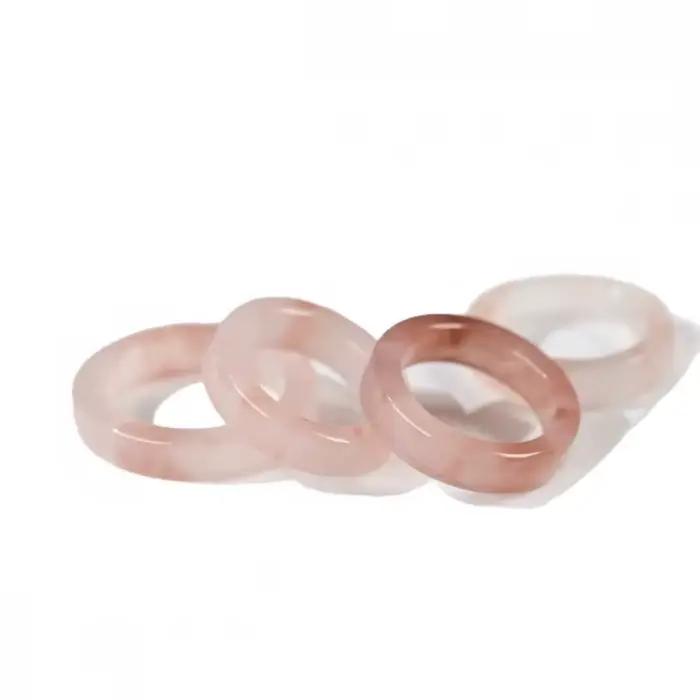 Bague polyvalente en soie de jade rose doré, nouveau style fleur de pêcher naturelle, pour filles