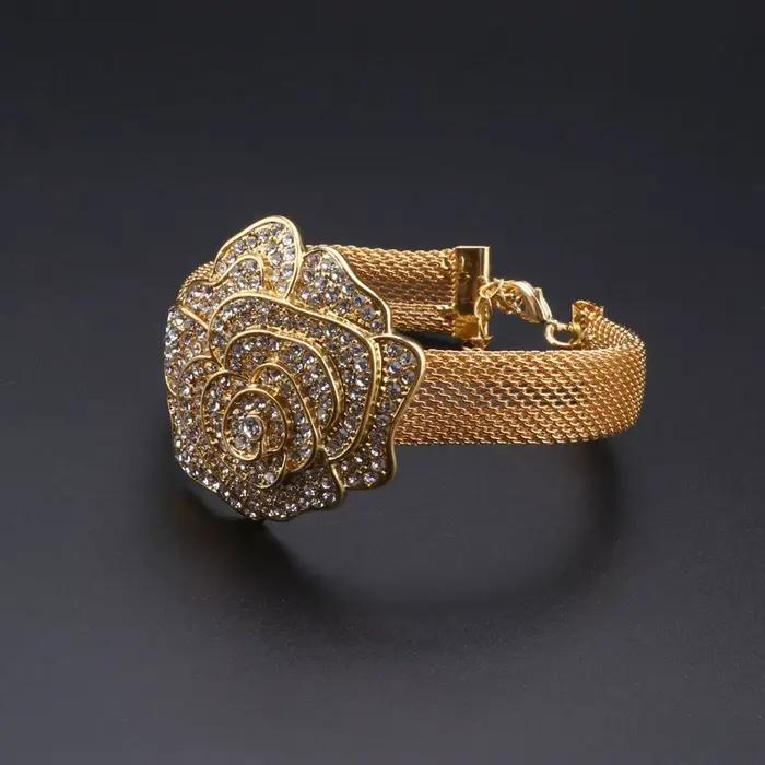 Ensemble de Bijoux de Luxe en Cristal Or et Argent pour Femmes Occasions Spéciales Mariage Fête Anniversaire