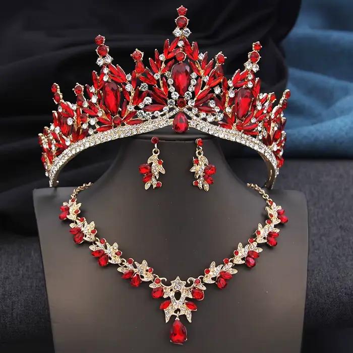 Diadèmes et couronnes de mariée avec ensemble collier et boucles d'oreilles pour femmes