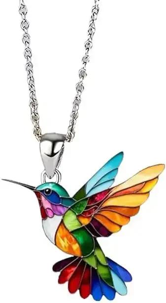 Colliers colorés de boucles d'oreilles d'oiseau de colibri