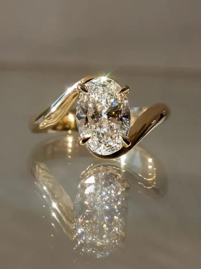 Bague incurvée minimaliste en argent Sterling 925 pour femmes, grand rayon, anniversaire, fiançailles, usage quotidien, bijoux fins de haute qualité