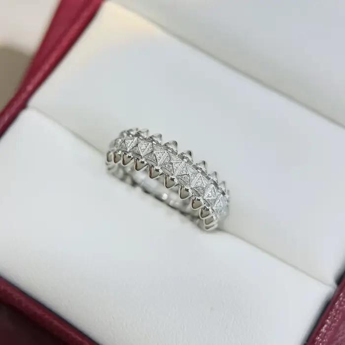 Bague en argent sterling 925 sertie de zirconium blanc élégante avec motifs géométriques pour femmes occasions spéciales