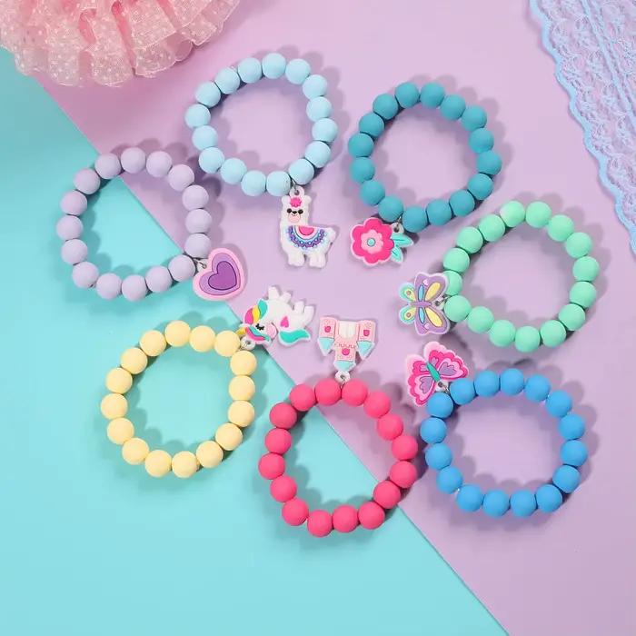 Bracelets elastiques perles princesse papillon licorne coeur fleur chateau filles mode occasions speciales