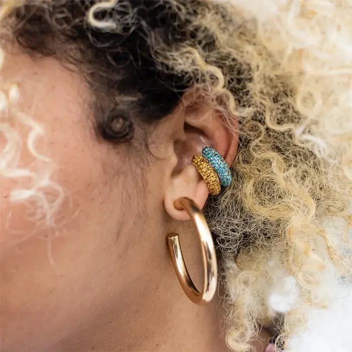 Boucles d'Oreilles Créoles Plaquées Or Cercle Rond Épais Bijoux Femme Occasions Spéciales