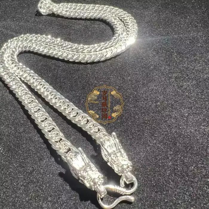 Collier tibétain en argent fin avec tête de dragon, bijoux nobles et solides, cadeau de mariage de luxe pour hommes et femmes