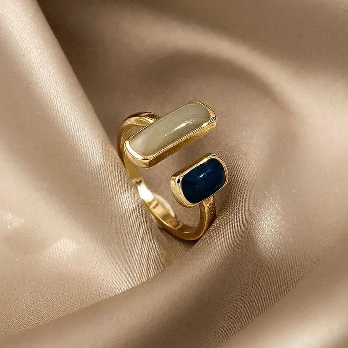 Bague en émail goutte à goutte colorée réglable pour femmes