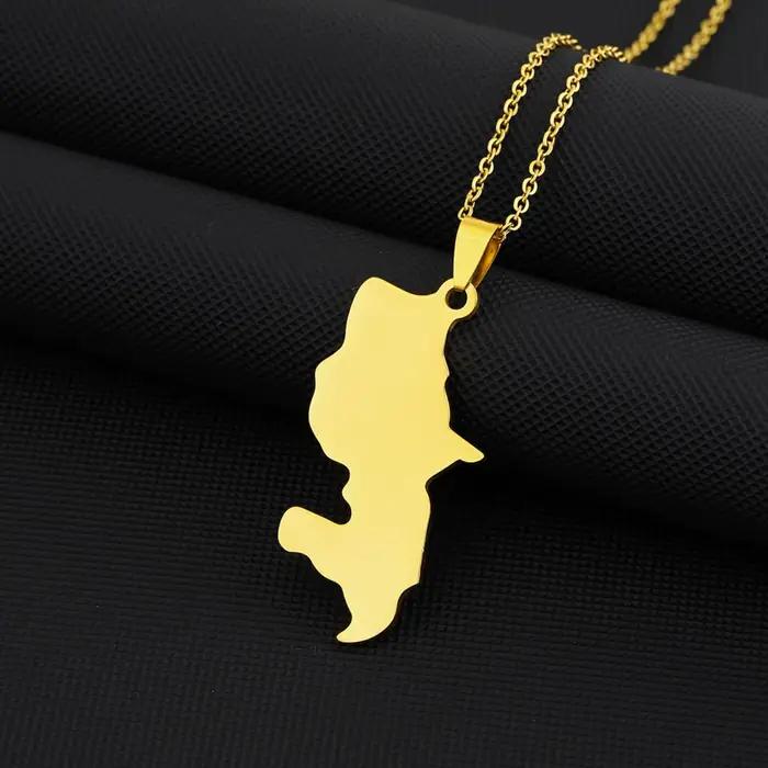 Collier pendentif carte de Martinique française, ras du cou à breloques, bijoux en acier inoxydable, cadeau pour femmes et hommes