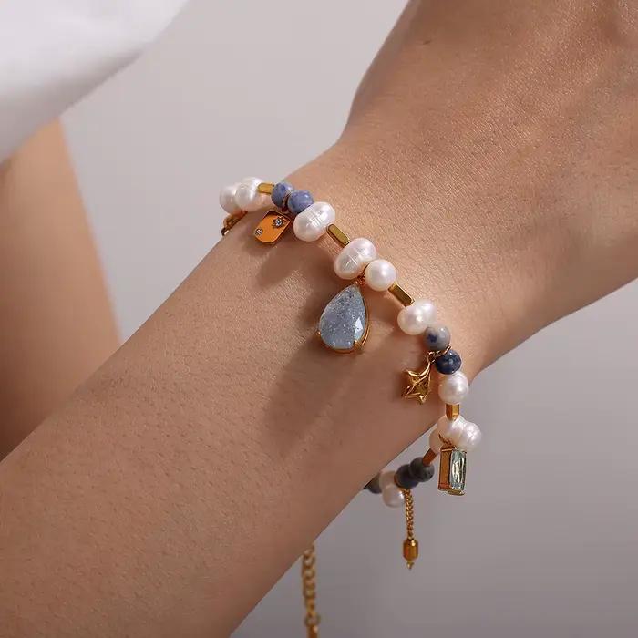 Collier avec perles d'eau douce naturelles et chaîne de perles pour femmes occasions spéciales elegance chic
