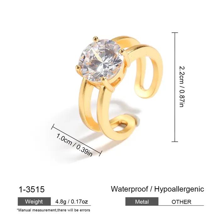 Bague élégante plaquée or avec diamants CZ pour femme