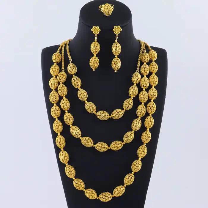 Ensemble collier et boucles d'oreilles de luxe pour femmes, cadeau de fête de mariage, bijoux élégants, accessoires pour femmes