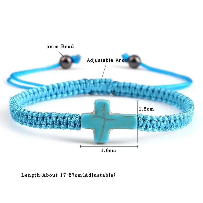 Bracelet croix de jésus tissé à la main pour hommes et femmes