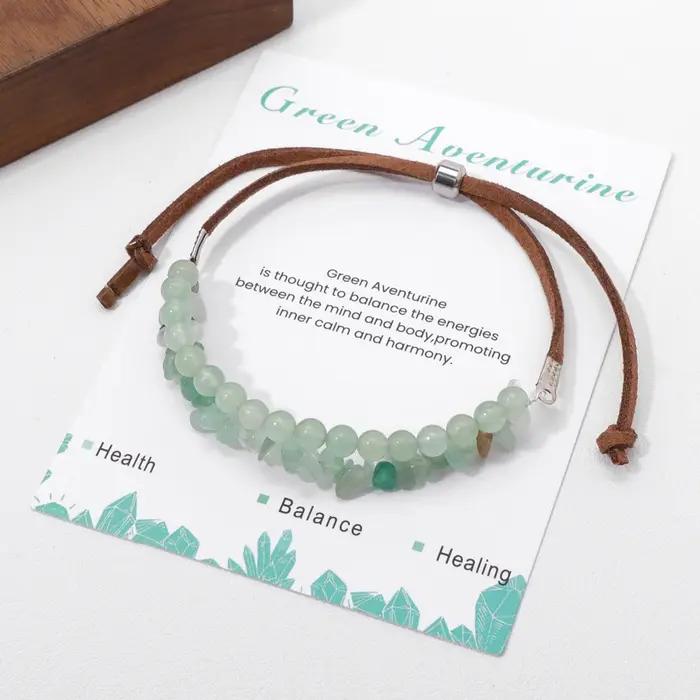 Bracelet en pierre naturelle de lapis lazuli réglable pour hommes et femmes occasions spéciales cadeau avec carte de vœux