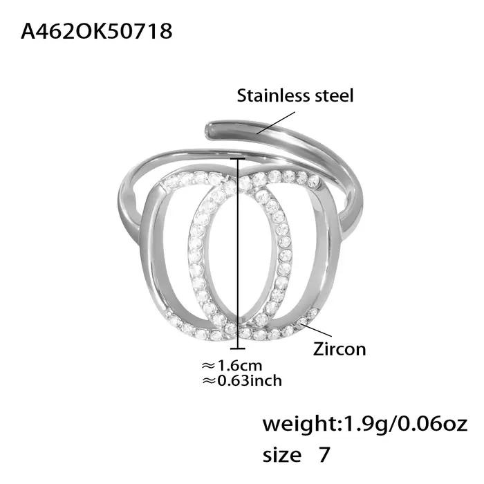 Double bague en argent doré et Zircon creux pour femmes