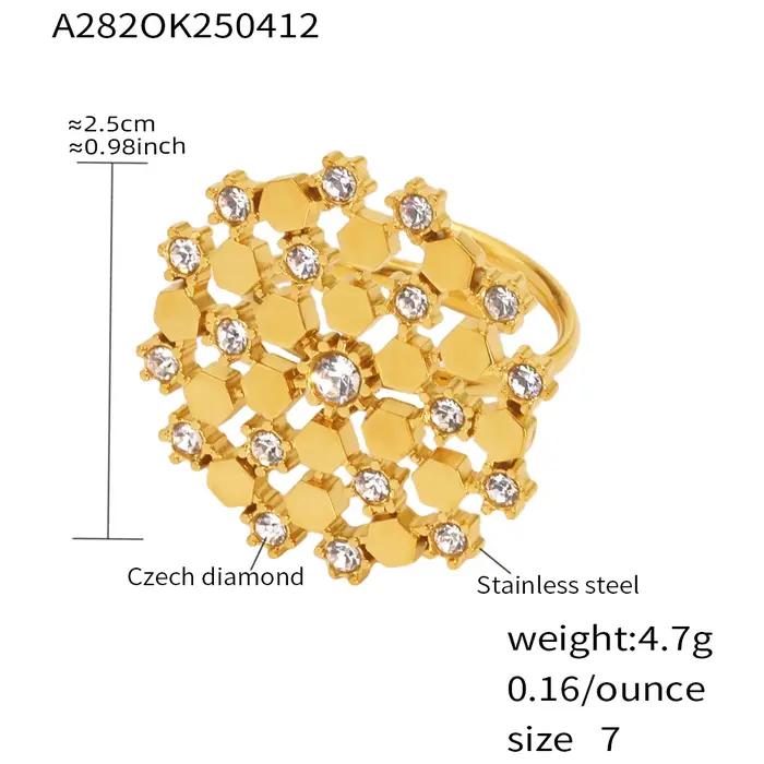 Noble étanche en acier inoxydable plaqué or fleur Bouquet pendentif collier boucles d'oreilles bague