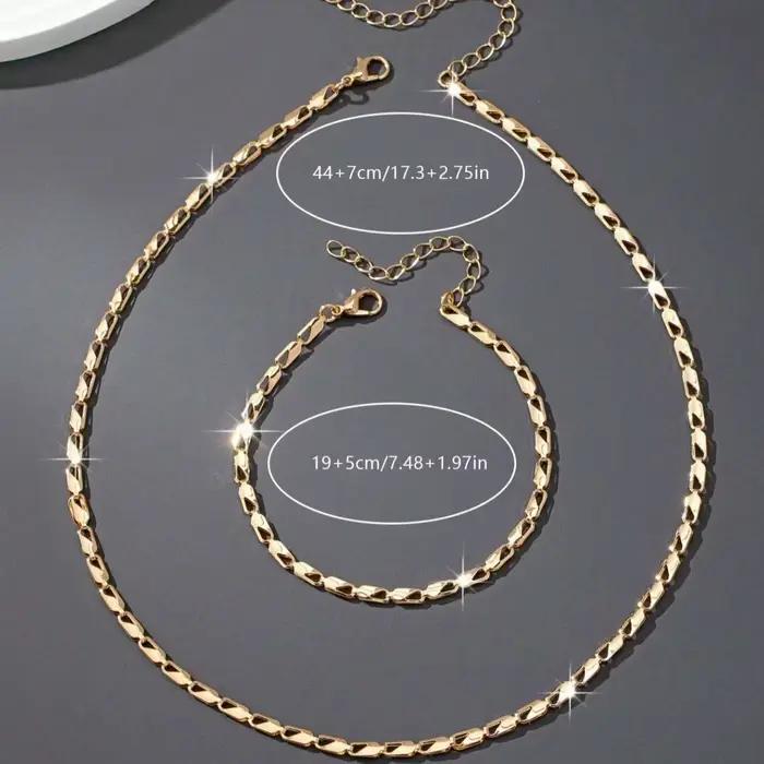 Ensemble de colliers et bracelets KC plaqués or pour femmes, bijoux élégants et luxueux pour bureau et carrière, cadeau spécial pour occasions importantes