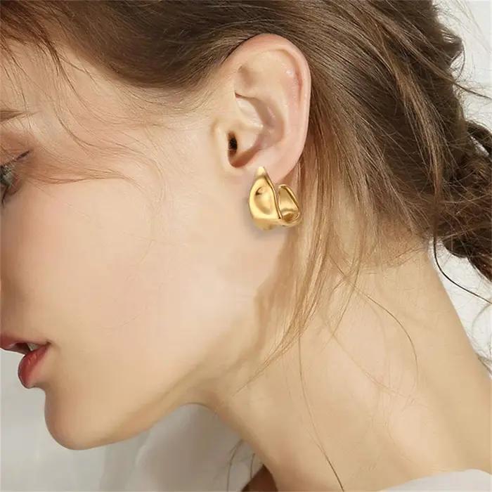 Tendances forme géométrique irrégulière créole boucles d'oreilles couleur or acier inoxydable