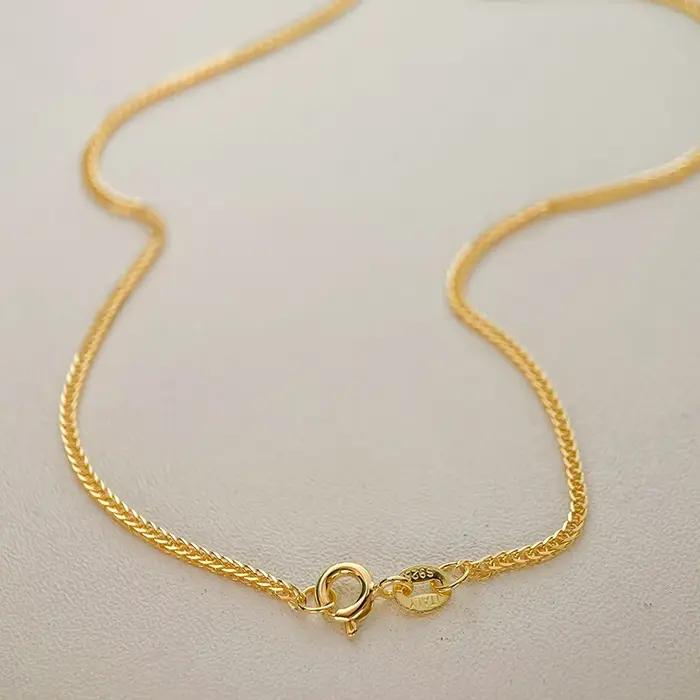 Collier chaîne Chopin en argent sterling 925 de 35 à 90 cm, 1,5 mm, couleur or, pour femmes et fille