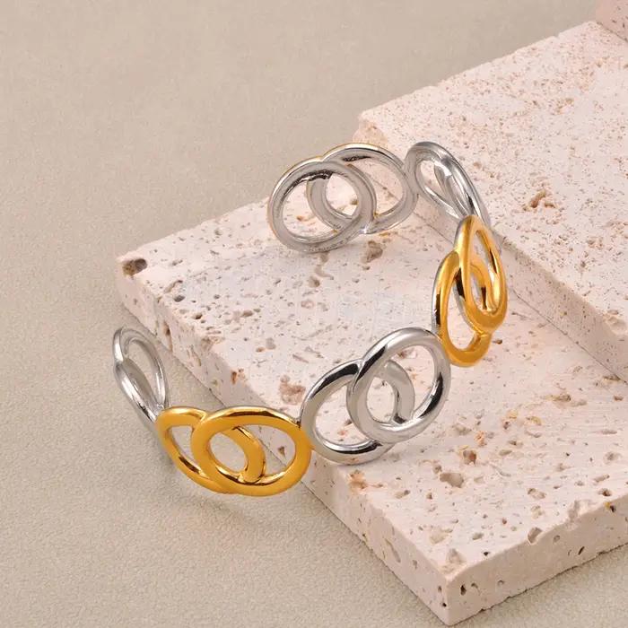 Lokaer – Bracelet manchette creux géométrique exagéré pour femmes