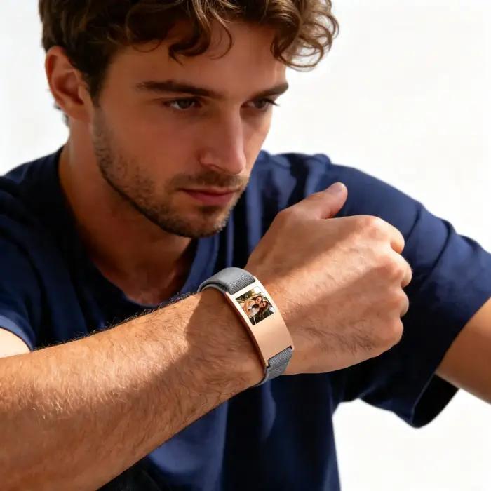 Bracelet élastique personnalisé avec photo pour homme et femme