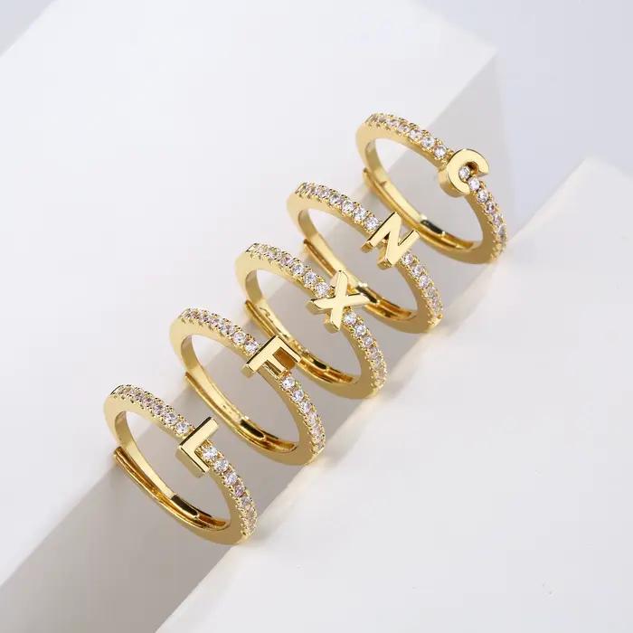 HECHENG, bague avec lettres initiales pour femmes, classique, ouverture Simple, bijoux de fête, cade