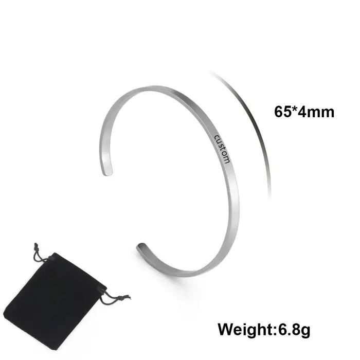 Customized Bracelet Personalized Carving Name Number Date Ladies Open Bracelet Stainless Steel Fashi