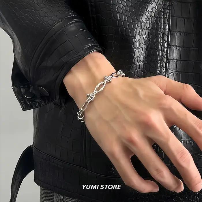 Bracelet Hip Hop à nœuds en forme d'épines pour homme et femme, en acier titane inaltérable, bracelet géométrique, bijoux de couple, nouveau cadeau punk Kpop