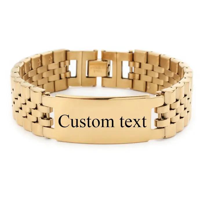 Personnaliser nom personnalisé hommes Bracelet en acier inoxydable