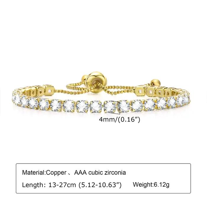 Bracelet tennis réglable en acier inoxydable pour femme, bijoux de luxe, bracelet, mariage, fête, colonne vertébrale, petite amie, cadeau de la fête de Léon