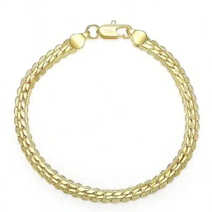 Bracelet en argent sterling 925 avec chaîne latérale en or 18 carats