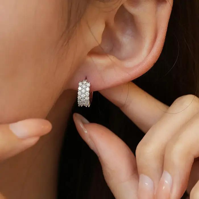 Boucles d'oreilles Moissanite complètes pour femmes S925 bijoux de mariage en argent Sterling