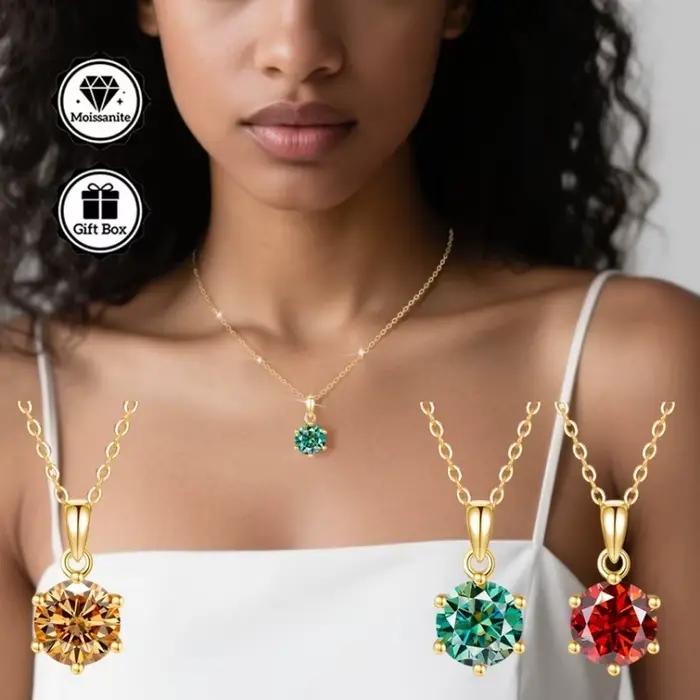 LAMVOICE bijoux pour femmes collier moissanite 2 carats