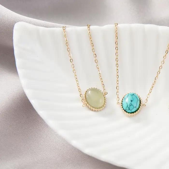 JOElegant-Bracelet en Pierre Naturelle de Style Bohème, Bijou en Titane et Acier de Qualité Supérieure, Forme Ovale, Vente en Gros en Usine