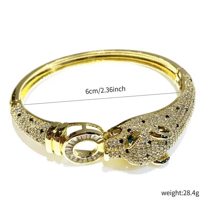 Bracelet léopard de luxe plaqué or 18 carats