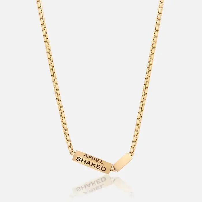 Collier personnalisé nom gravé acier inoxydable cadeau anniversaire femme style hiphop rock occasions spéciales